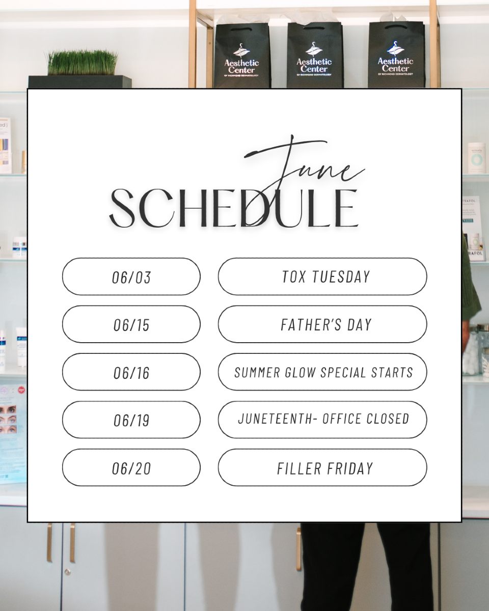 Inject a little self-care into your month (literally) 😉

Tox Tuesday | June 3rd
Your favorite wrinkle-smoothers at special pricing:
✨ Botox – $12.50/unit
✨ Dysport – $4.25/unit
✨ Daxxify – $9/unit
Just in time for a Father's Day refresh!

Filler Friday | June 20th
Stack your savings:
💉 $50 off your first syringe
💉 $100 off your second
💉 $150 off your third
(Tox must be injected during the same visit!)
+ a free gift at check-in! 💋

Call 804-285-2320 to reserve your spot before they’re gone, we can't wait to see you!

Tag a friend you're bringing along in the comments! 

#richmondtox #fillerfriday #toxtuesday #Injectableswithbenefits #richmondaesthetics #naturalresults #facerefresh #toxDdals #dysportspecials #daxxifydiscounts #acordrva