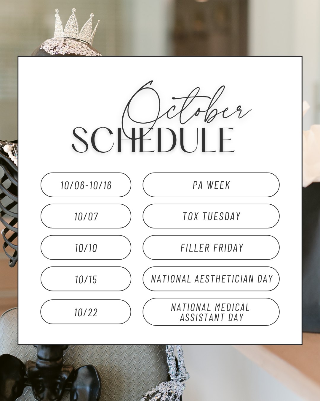 Mark your calendars patients, October’s glow days are here!

Tox Tuesday — October 7th
Reset your week and refresh your look in the same appointment.
✨ Botox – $12.50/unit 
✨ Dysport – $4.25/unit 
✨ Daxxify – $9/unit 

Filler Friday — October 10th 
The perfect day to bring balance, contour, and volume back to your features.
💉 $50 off your 1st syringe 
💉 $100 off your 2nd 
💉 $150 off your 3rd 
(Tox must be done at the same visit to redeem these savings!) 
The more you layer, the more you save. 

Call 804-285-2320 to reserve your appointment before these spots are gone!

#acordrva #rvaaestheticcenter #rvainjectables