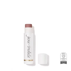 LipDrink Buff lip balm SPF 15, nude beige shade in sleek white packaging